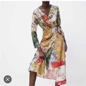 ZARA Patchwork Wrap Dress NWT